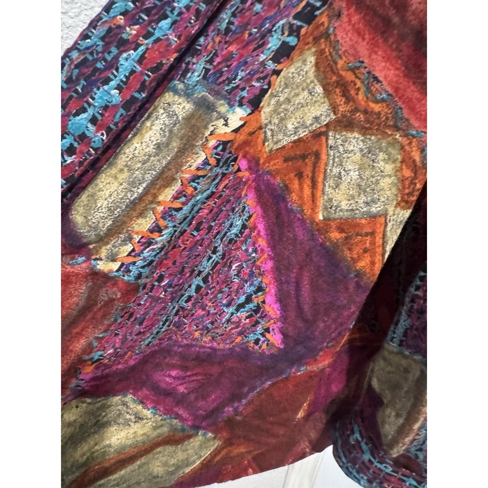 Vintage Indie Jacket Cardigan Abstract Art Grunge 70s Hippie Festival Large XL - Picture 4 of 5
